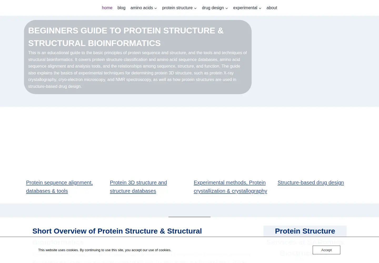 Screenshot of proteinstructures.com