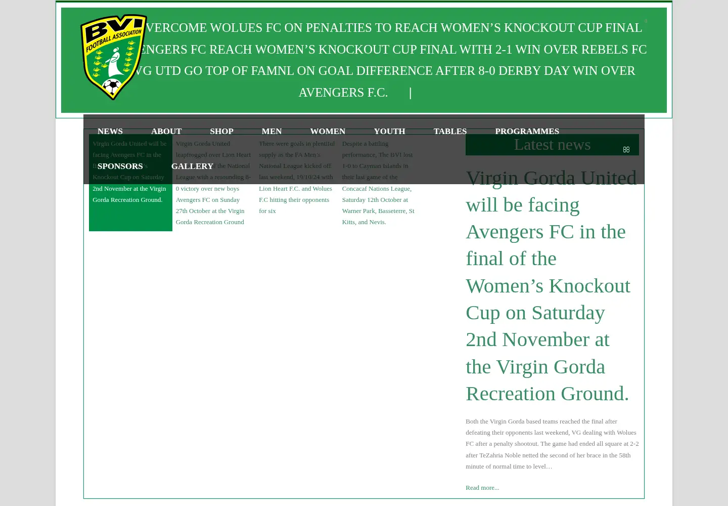 Screenshot of bvifootball.com