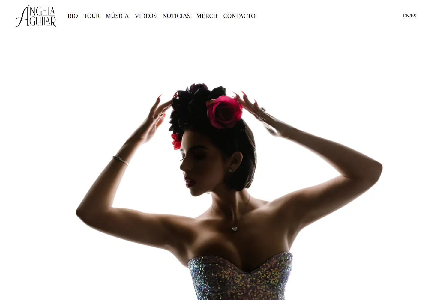 Captured homepage of angelaaguilaroficial.com in the current scan