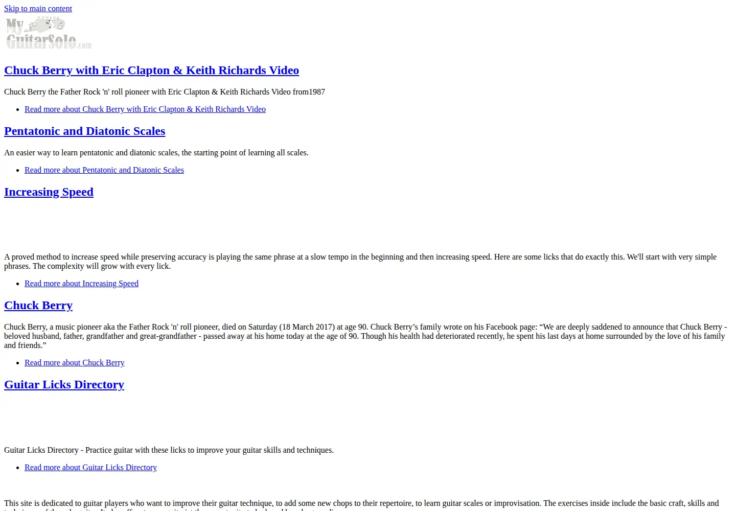 Captured homepage of myguitarsolo.com in the current scan