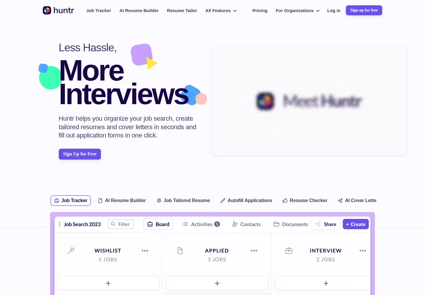 Screenshot of huntr.co