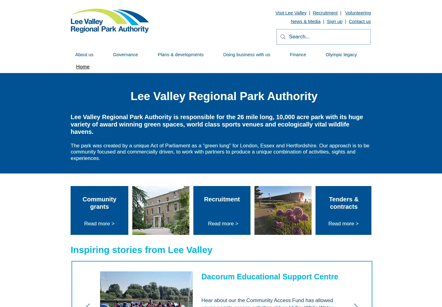 Screenshot of leevalleypark.org.uk