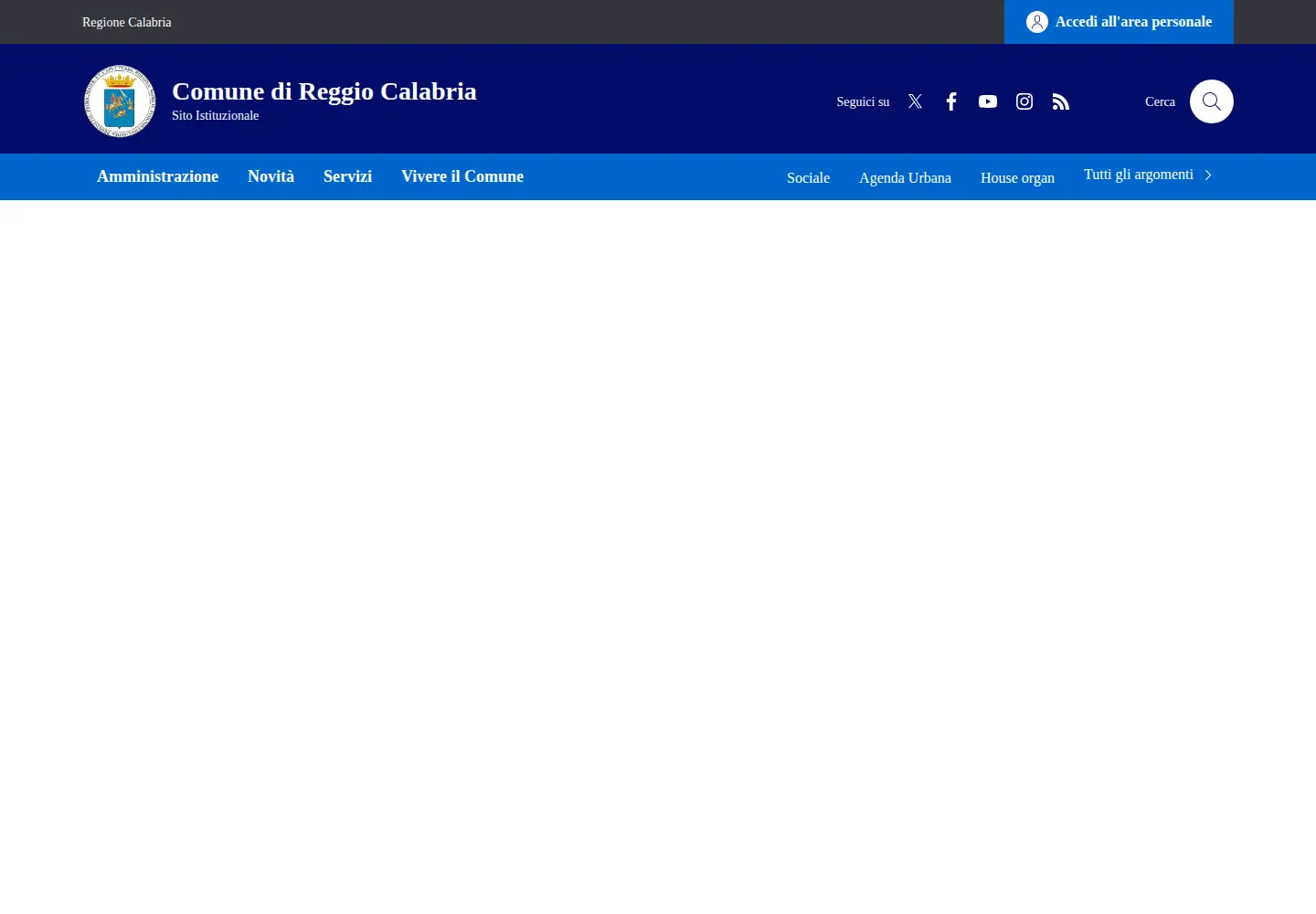 Captured homepage of comune.reggio-calabria.it in the current scan