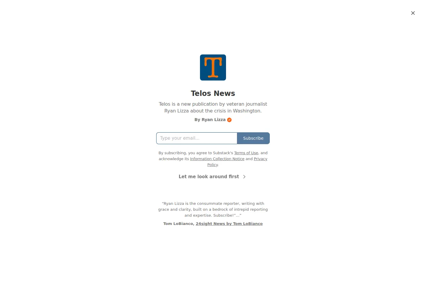 Screenshot of telos.news