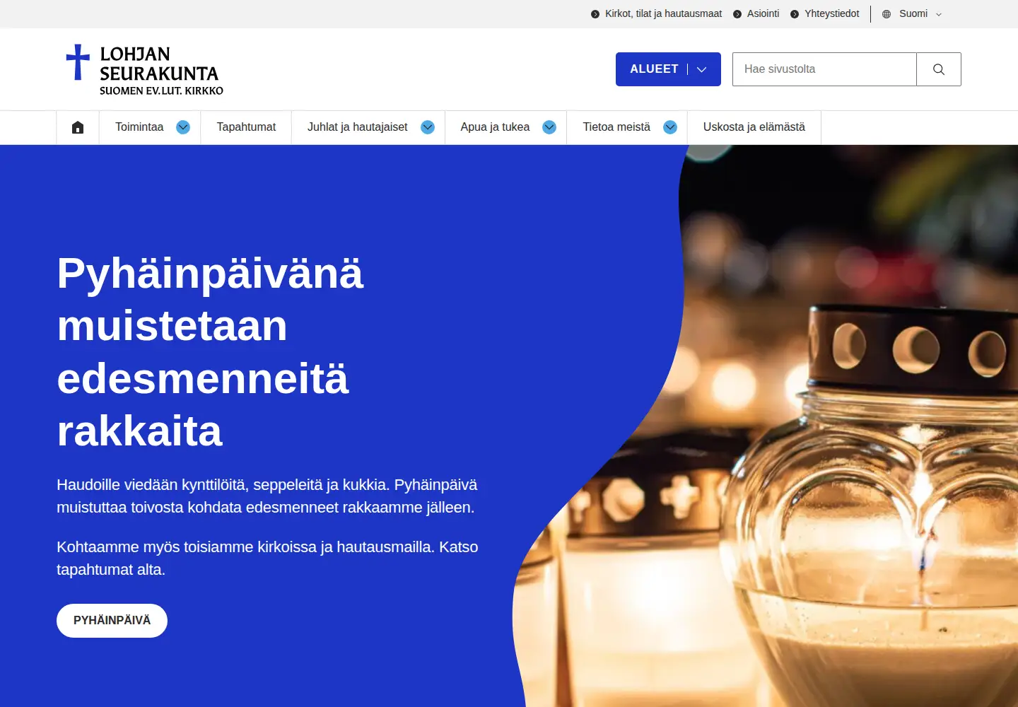 Screenshot of lohjanseurakunta.fi