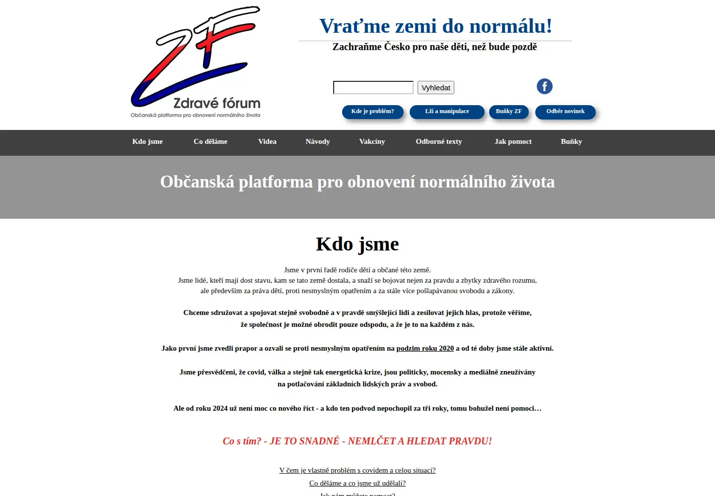 Captured homepage of zdraveforum.cz in the current scan