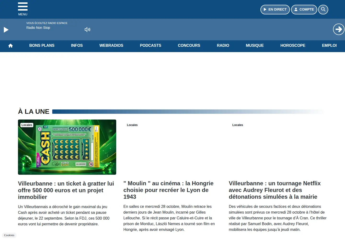 Captured homepage of radioespace.com in the current scan