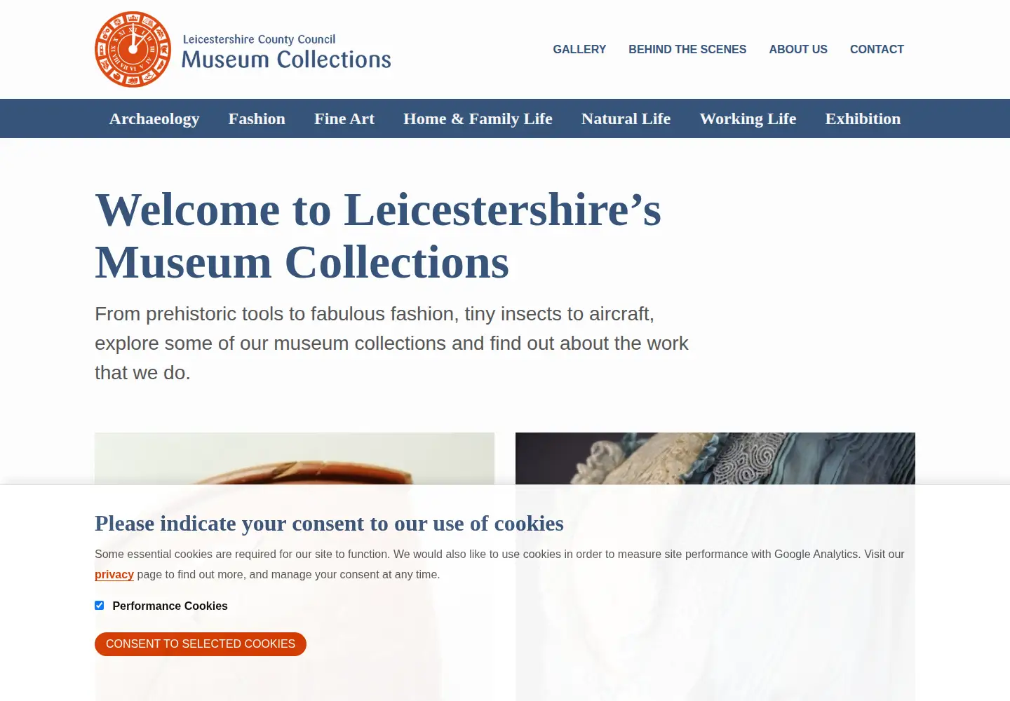 Screenshot of leicestershirecollections.org.uk