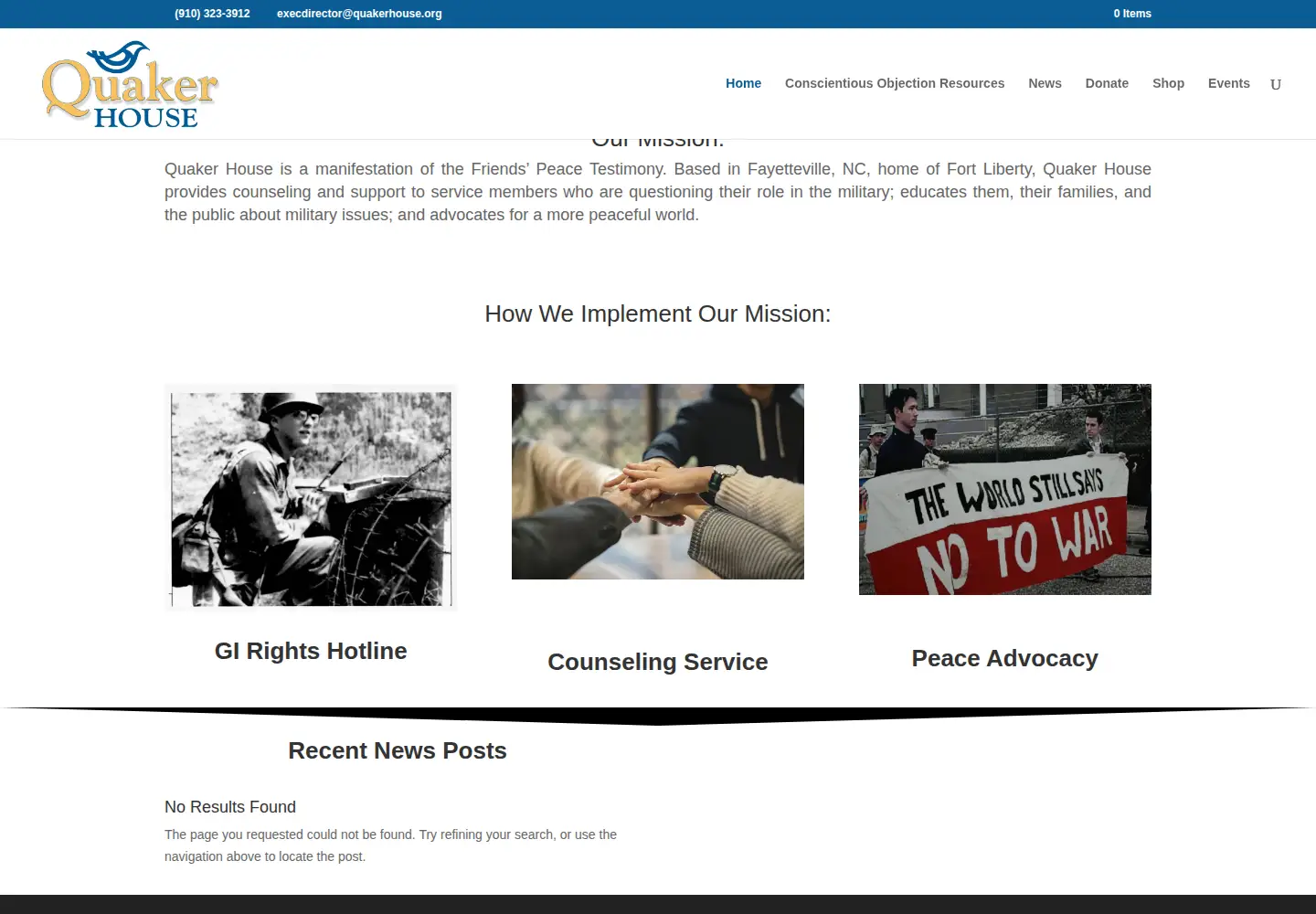 Screenshot of quakerhouse.org