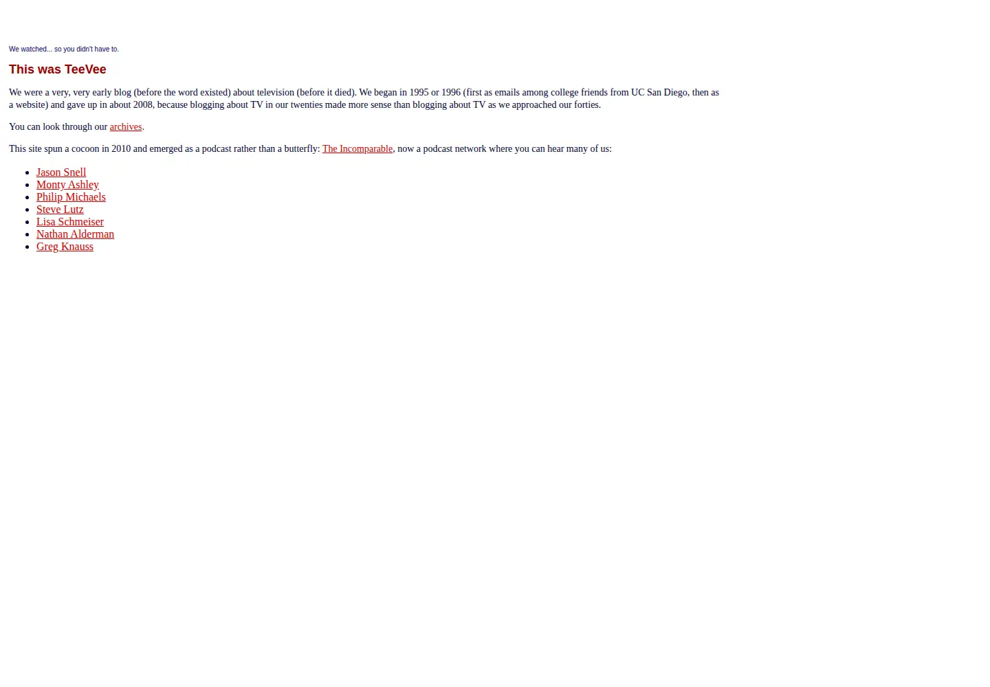 Screenshot of teevee.org