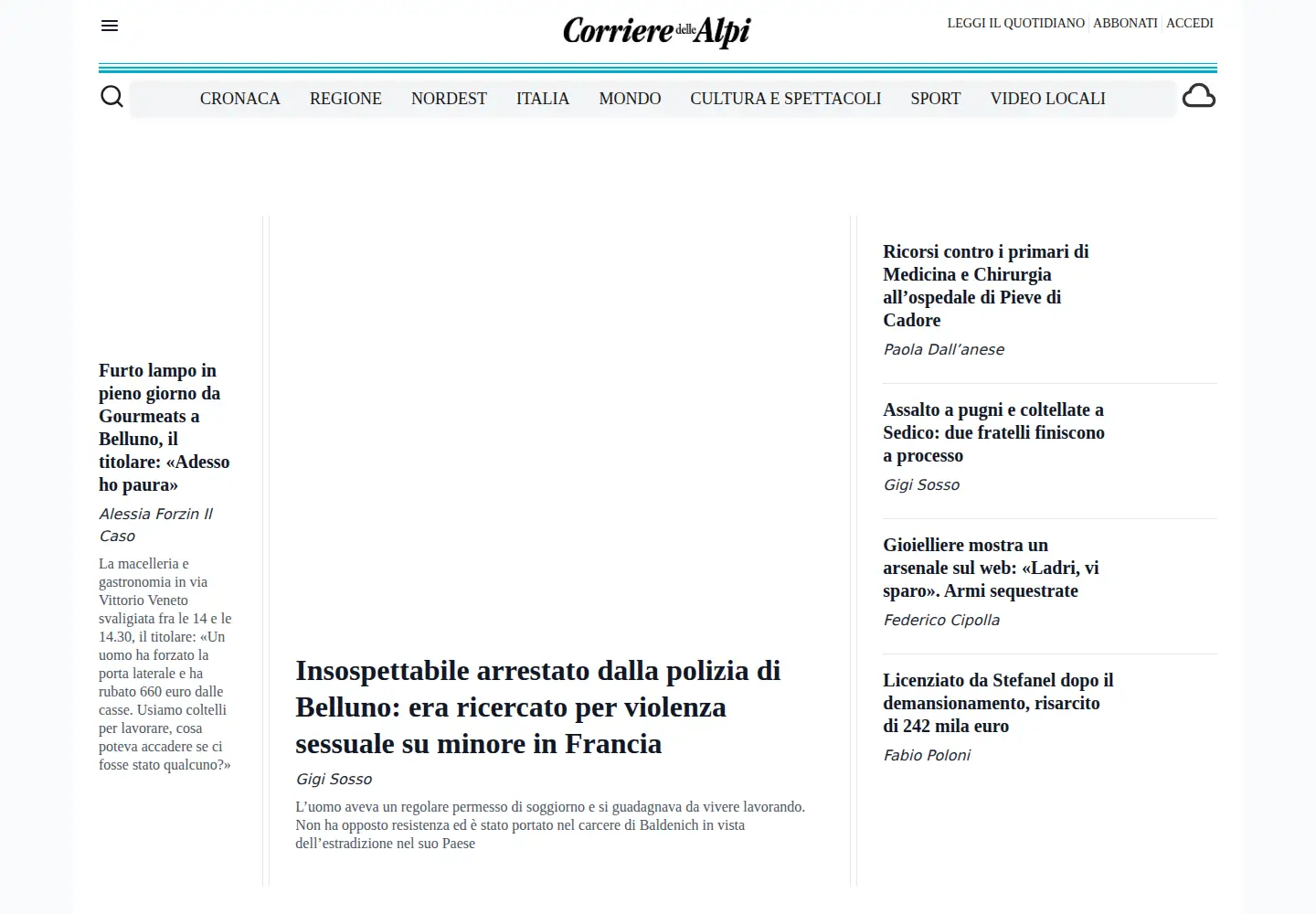 Screenshot of corrierealpi.it