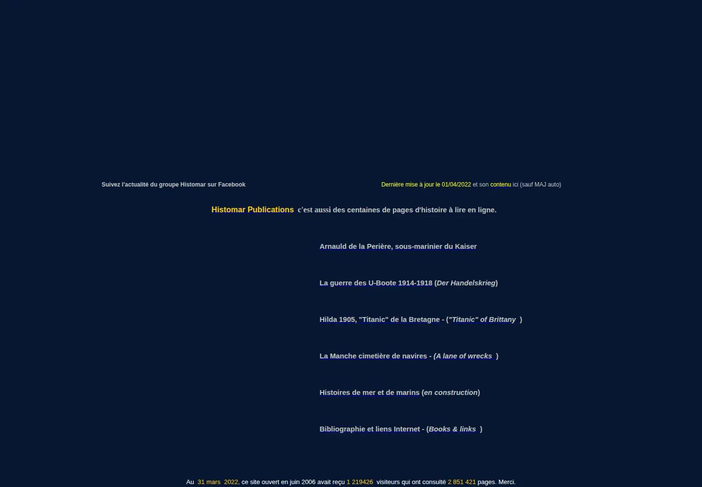 Captured homepage of histomar.net in the current scan