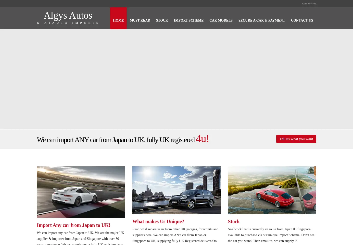 Screenshot of algysautos.com