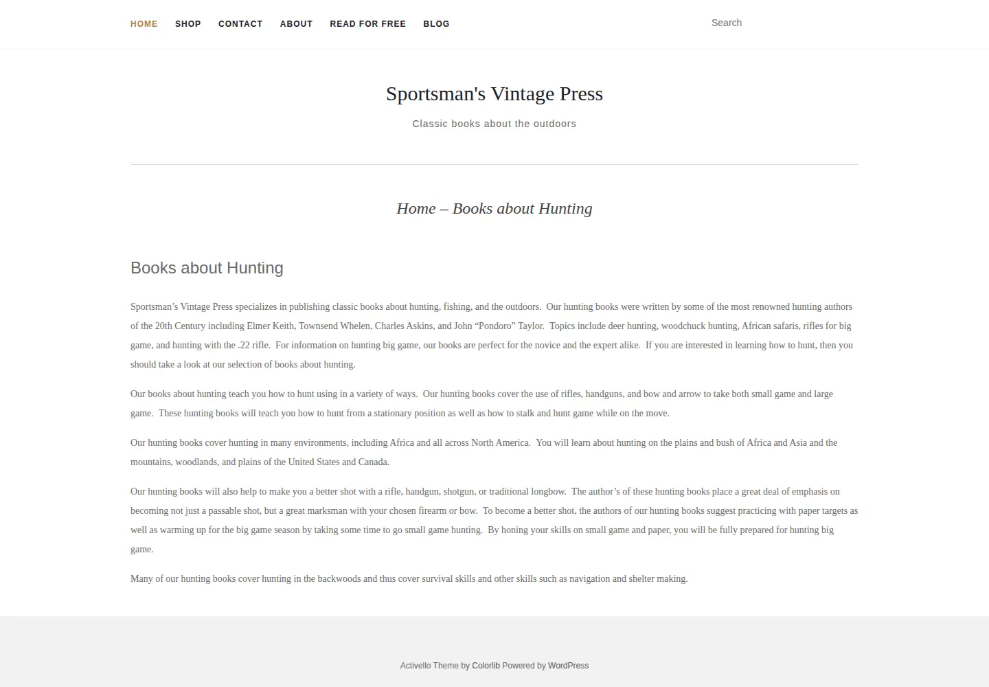 Screenshot of sportsmansvintagepress.com
