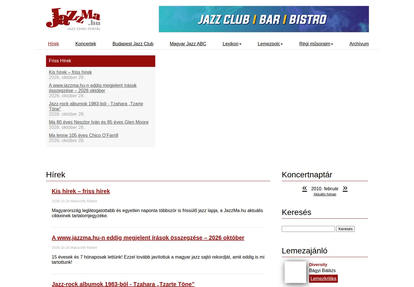 Screenshot of jazzma.hu