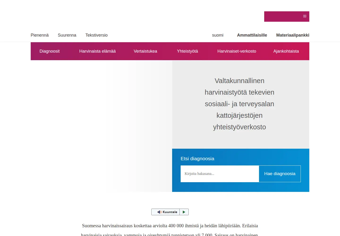 Screenshot of harvinaiset.fi