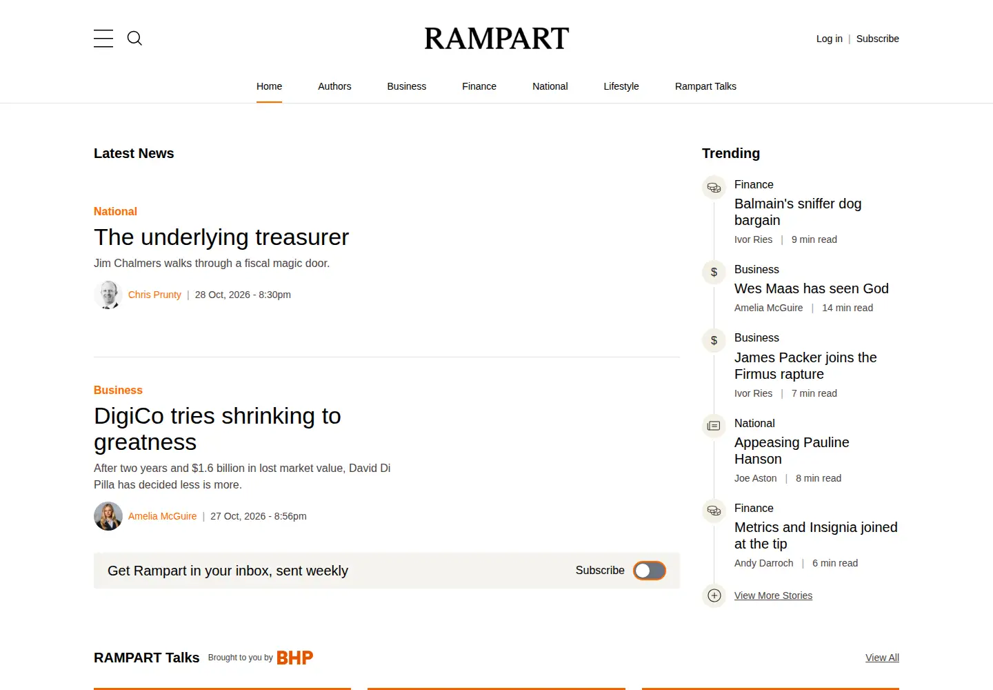 Screenshot of rampart.news