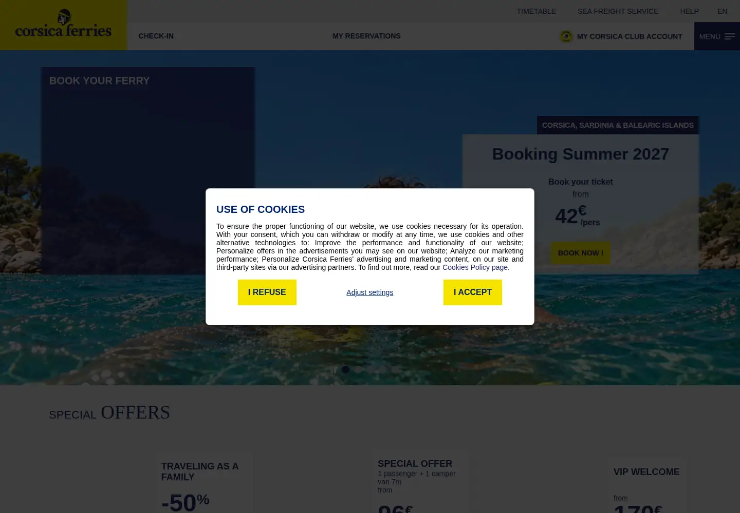 Screenshot of corsica-ferries.co.uk