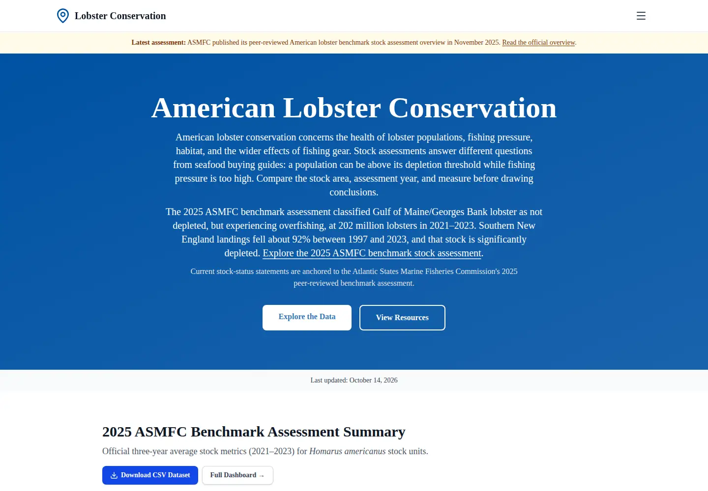 Screenshot of lobsterconservation.com