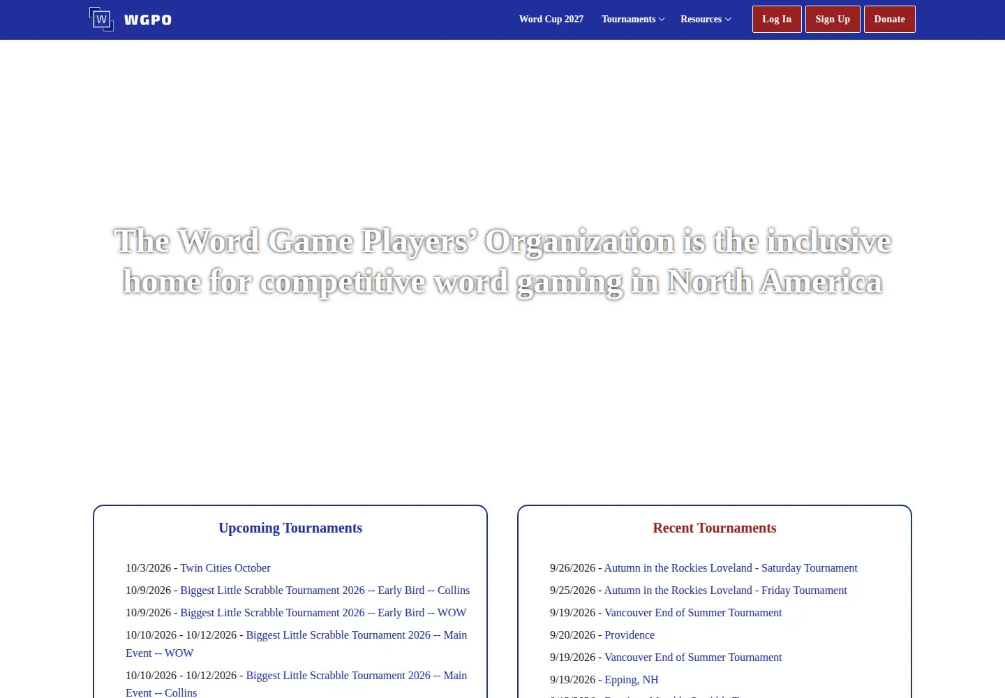 Screenshot of wordgameplayers.org