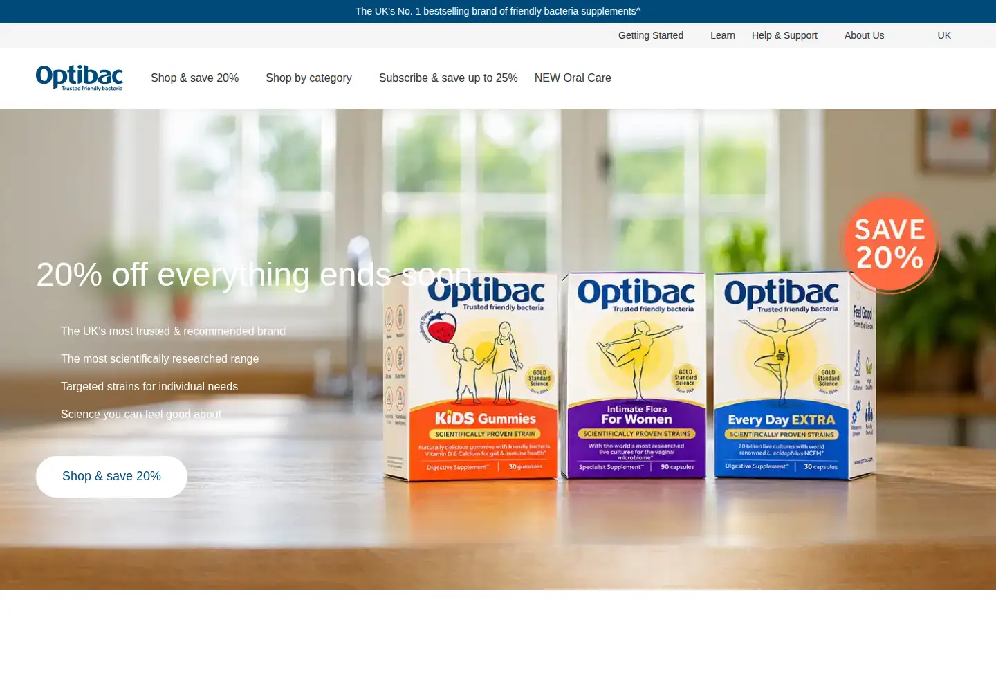 Screenshot of optibacprobiotics.co.uk