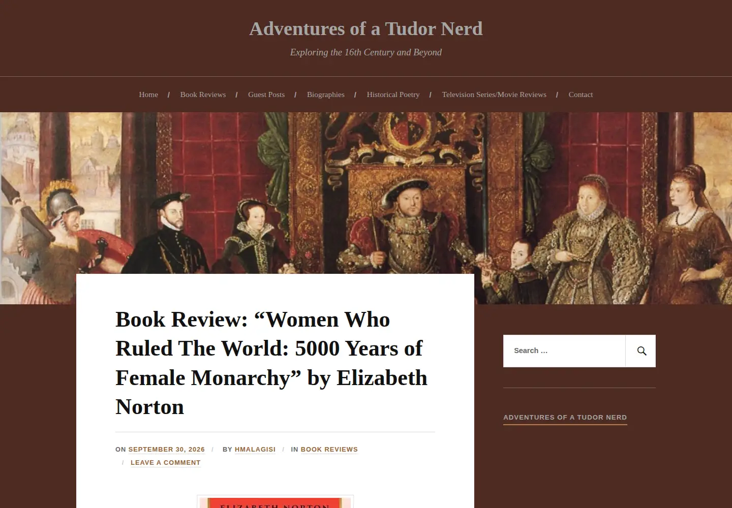 Screenshot of adventuresofatudornerd.com
