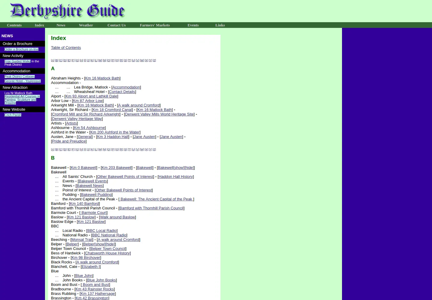 Screenshot of derbyshireguide.co.uk