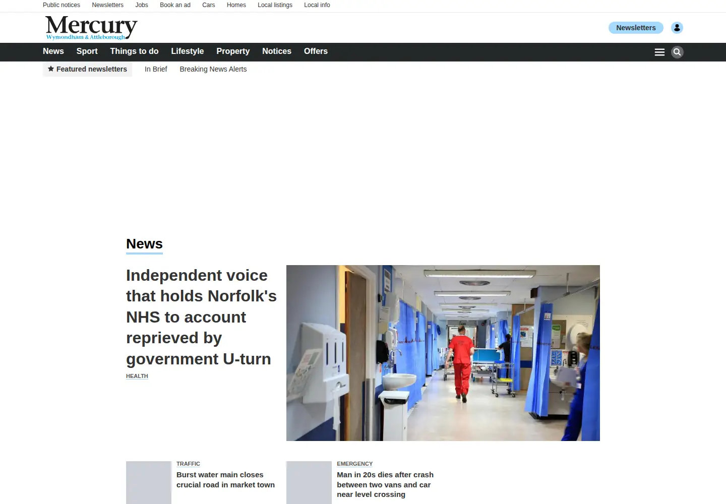 Captured homepage of wymondhamandattleboroughmercury.co.uk in the current scan