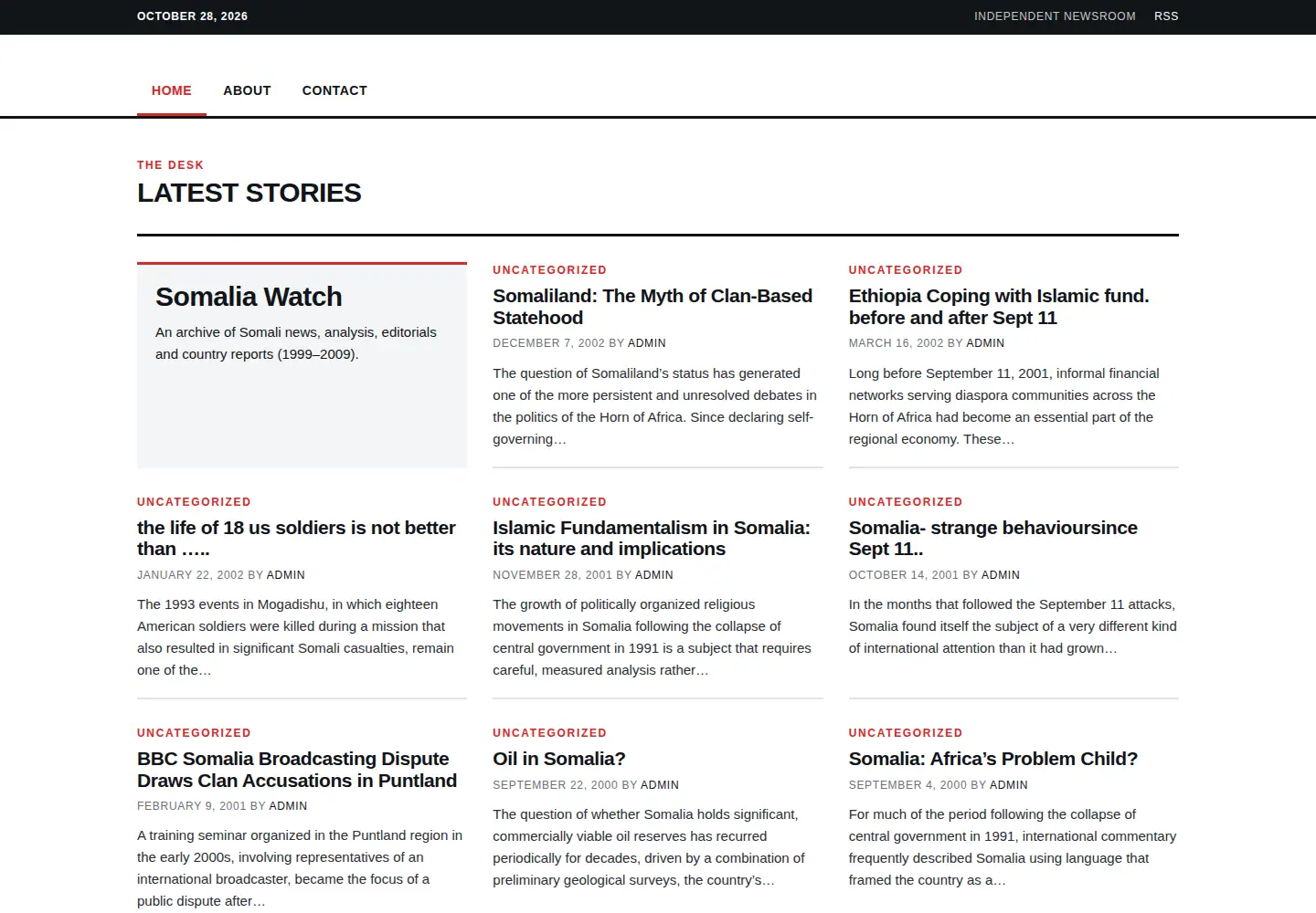 Captured homepage of somaliawatch.org in the current scan