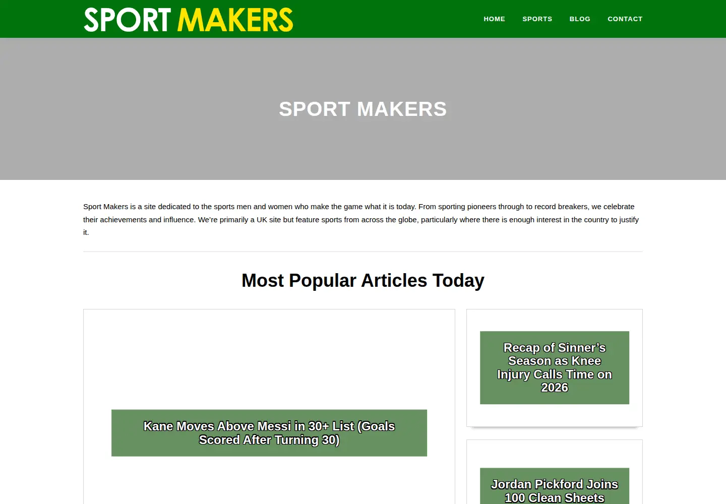 Captured homepage of sportmakers.co.uk in the current scan