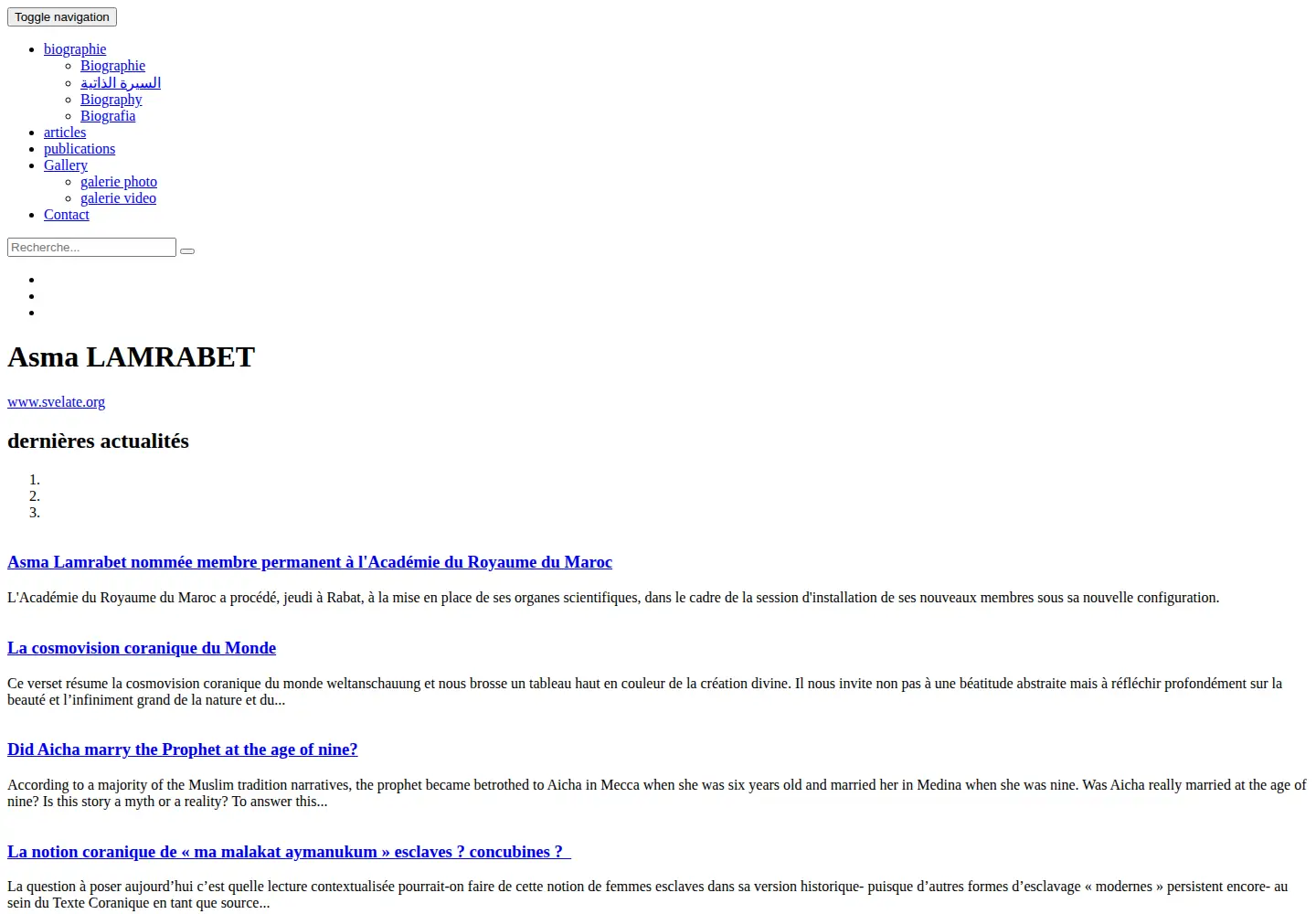 Captured homepage of asma-lamrabet.com in the current scan