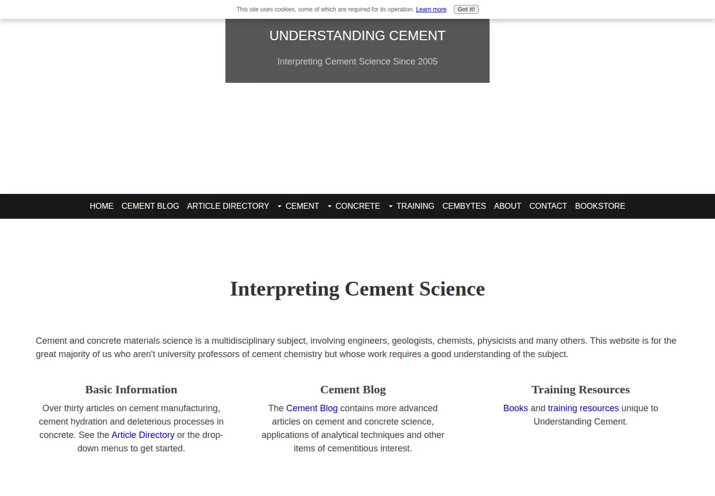 Screenshot of understanding-cement.com