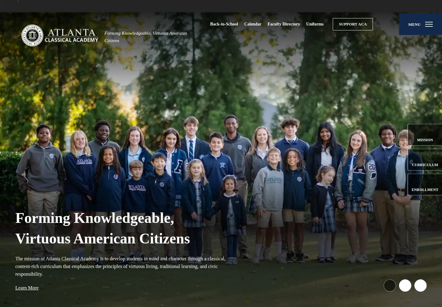 Screenshot of atlantaclassical.org
