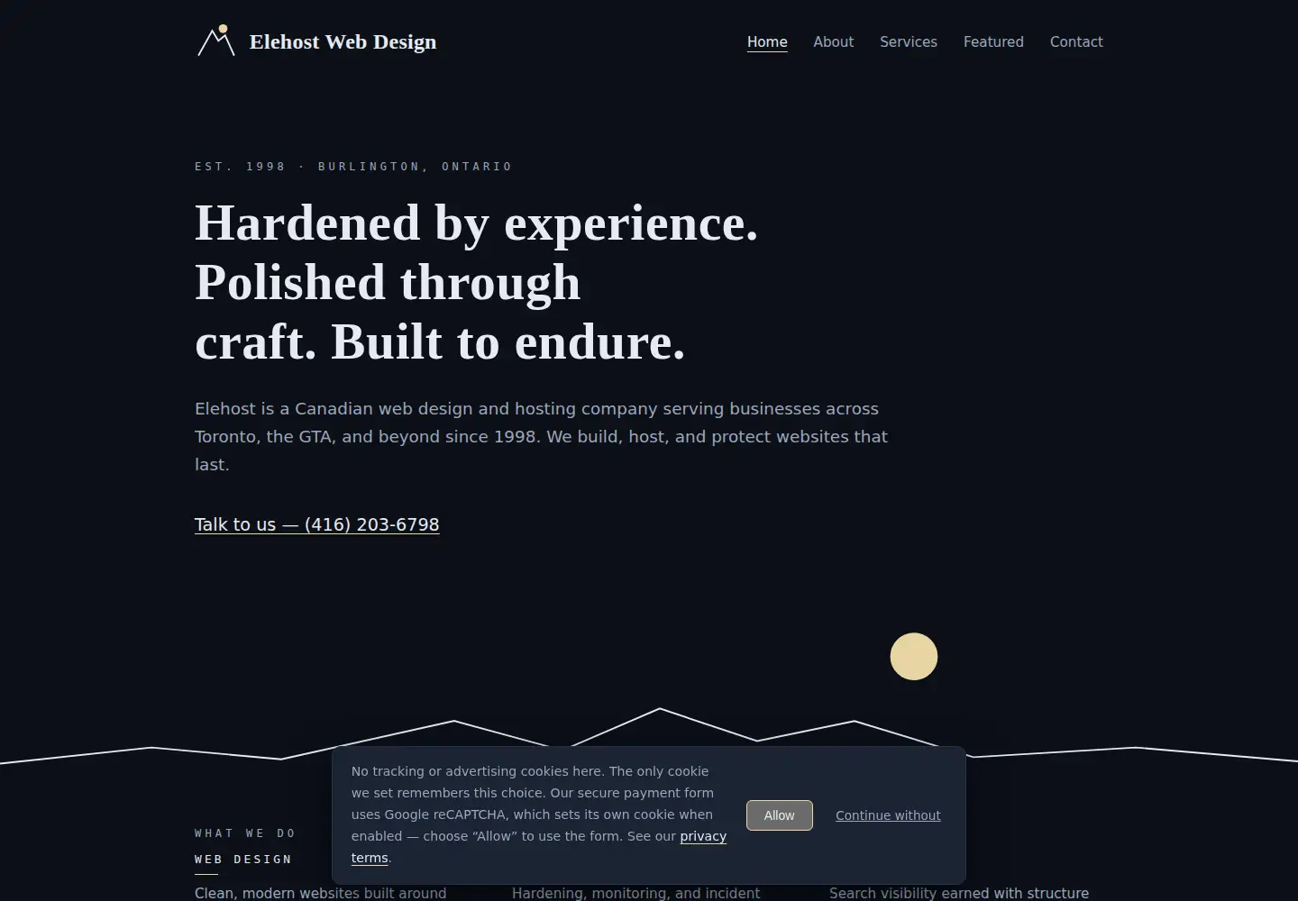 Screenshot of elehost.com