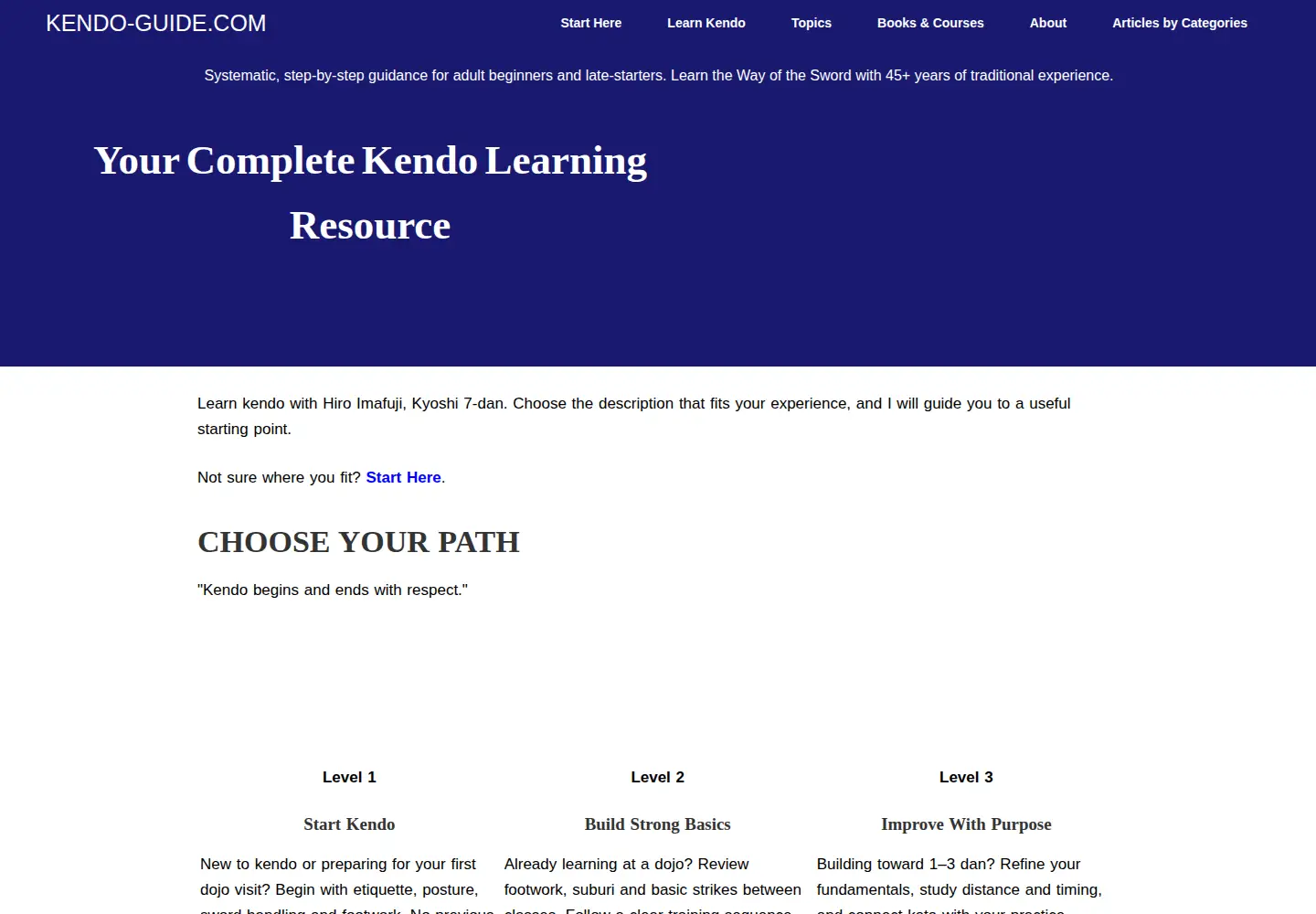 Screenshot of kendo-guide.com