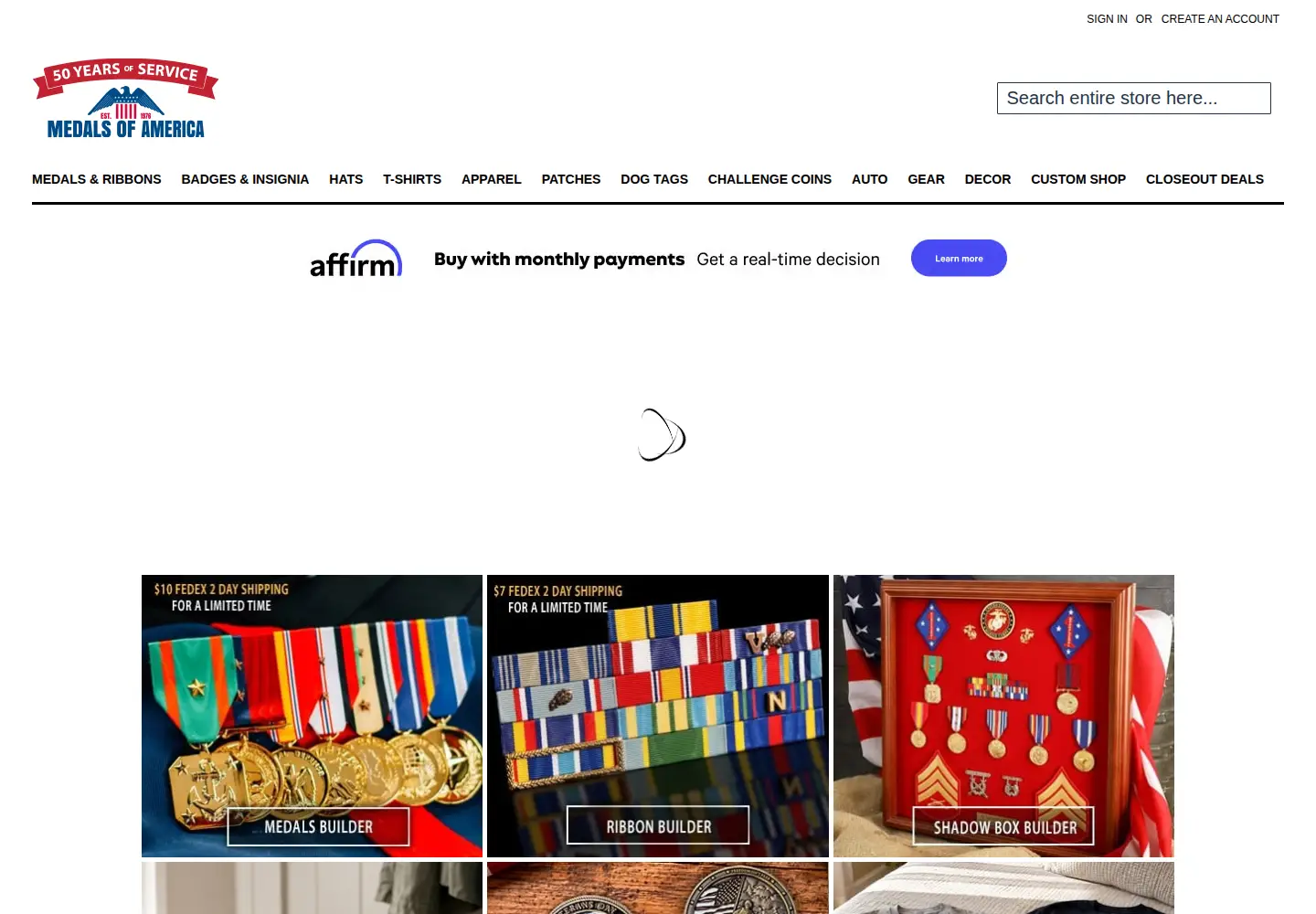 Screenshot of medalsofamerica.com