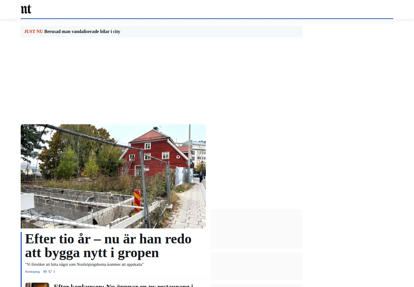 Captured homepage of nt.se in the current scan