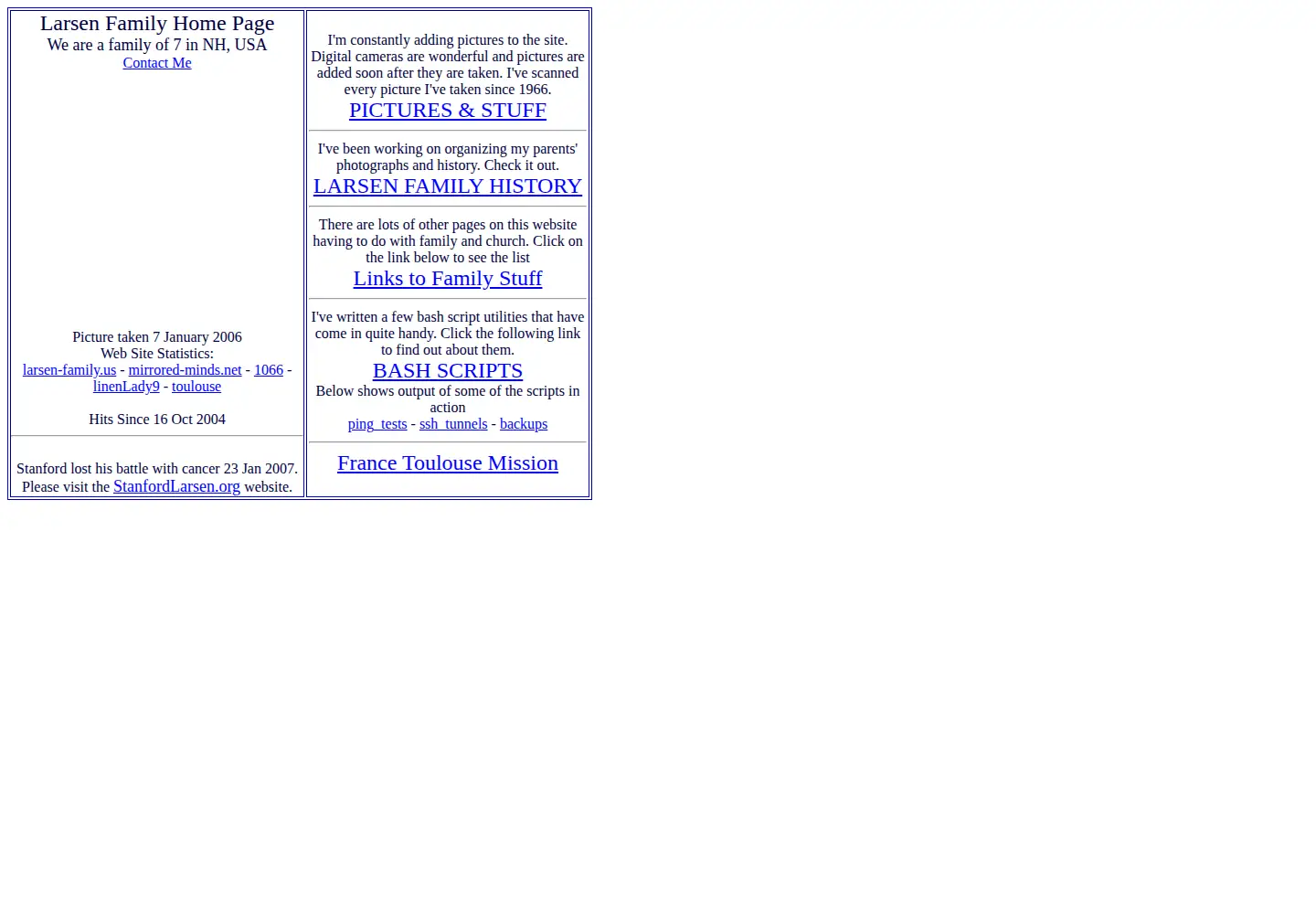 Screenshot of larsen-family.us