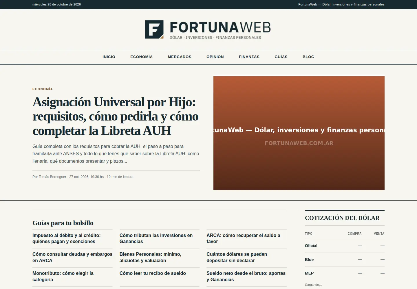 Captured homepage of fortunaweb.com.ar in the current scan