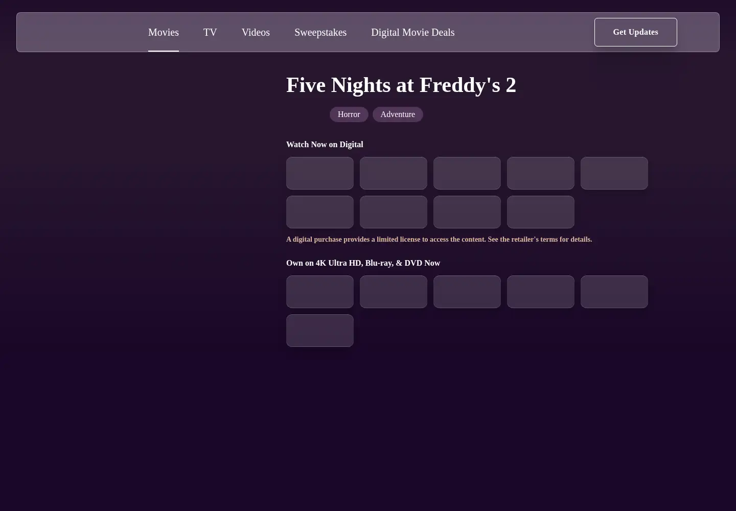 Screenshot of fivenightsatfreddys.movie
