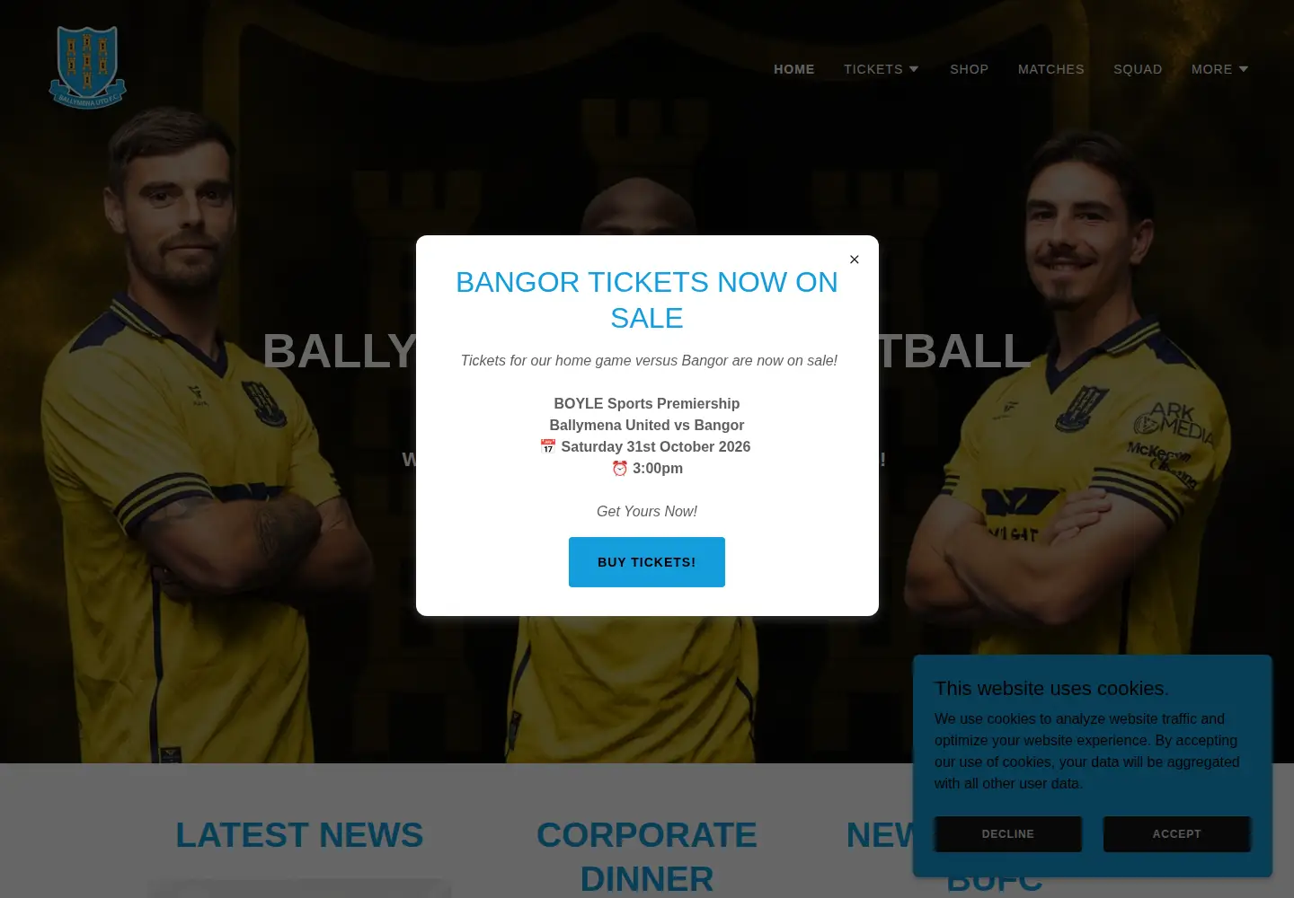 Screenshot of ballymenaunitedfc.com