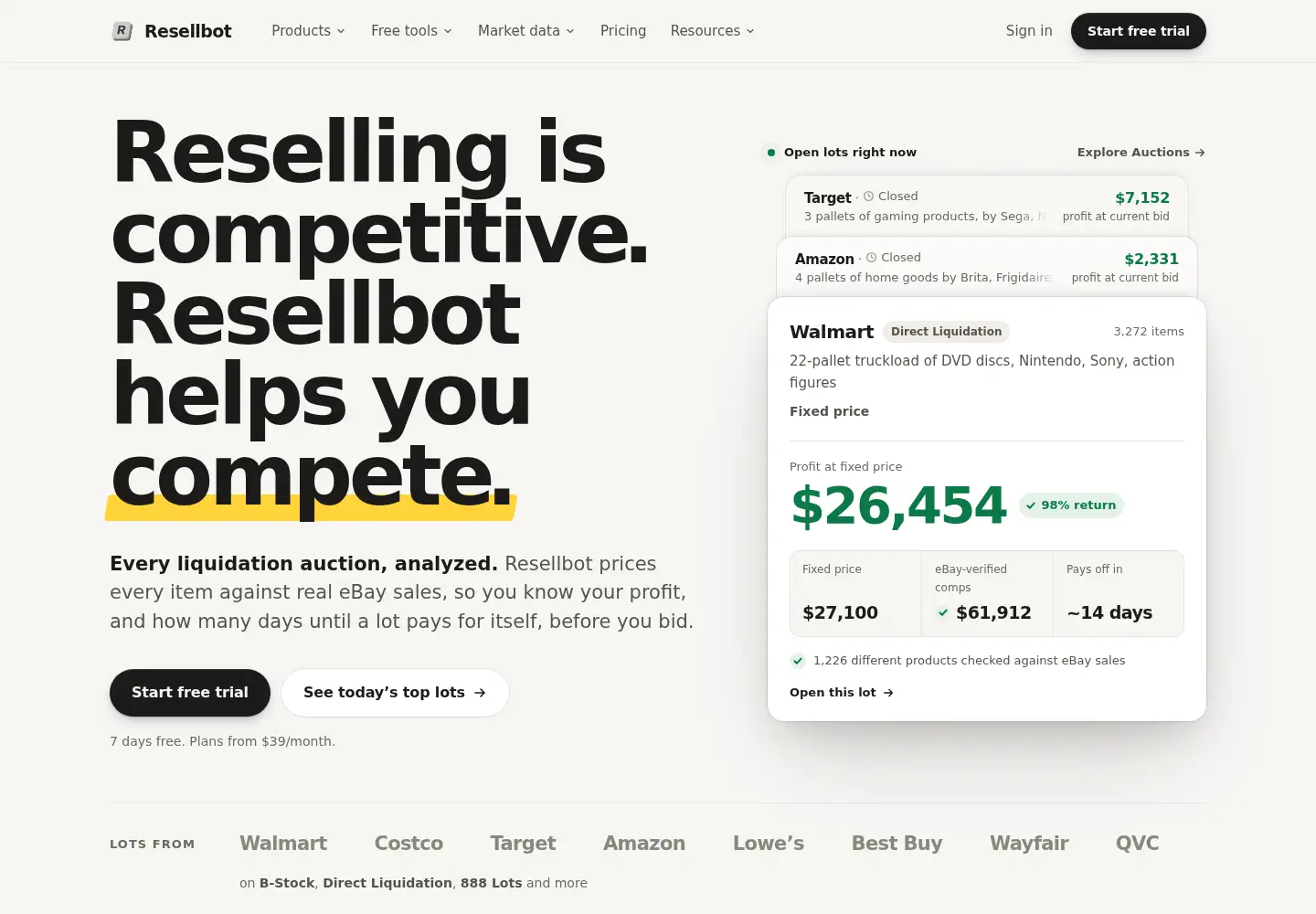 Screenshot of resellbot.com