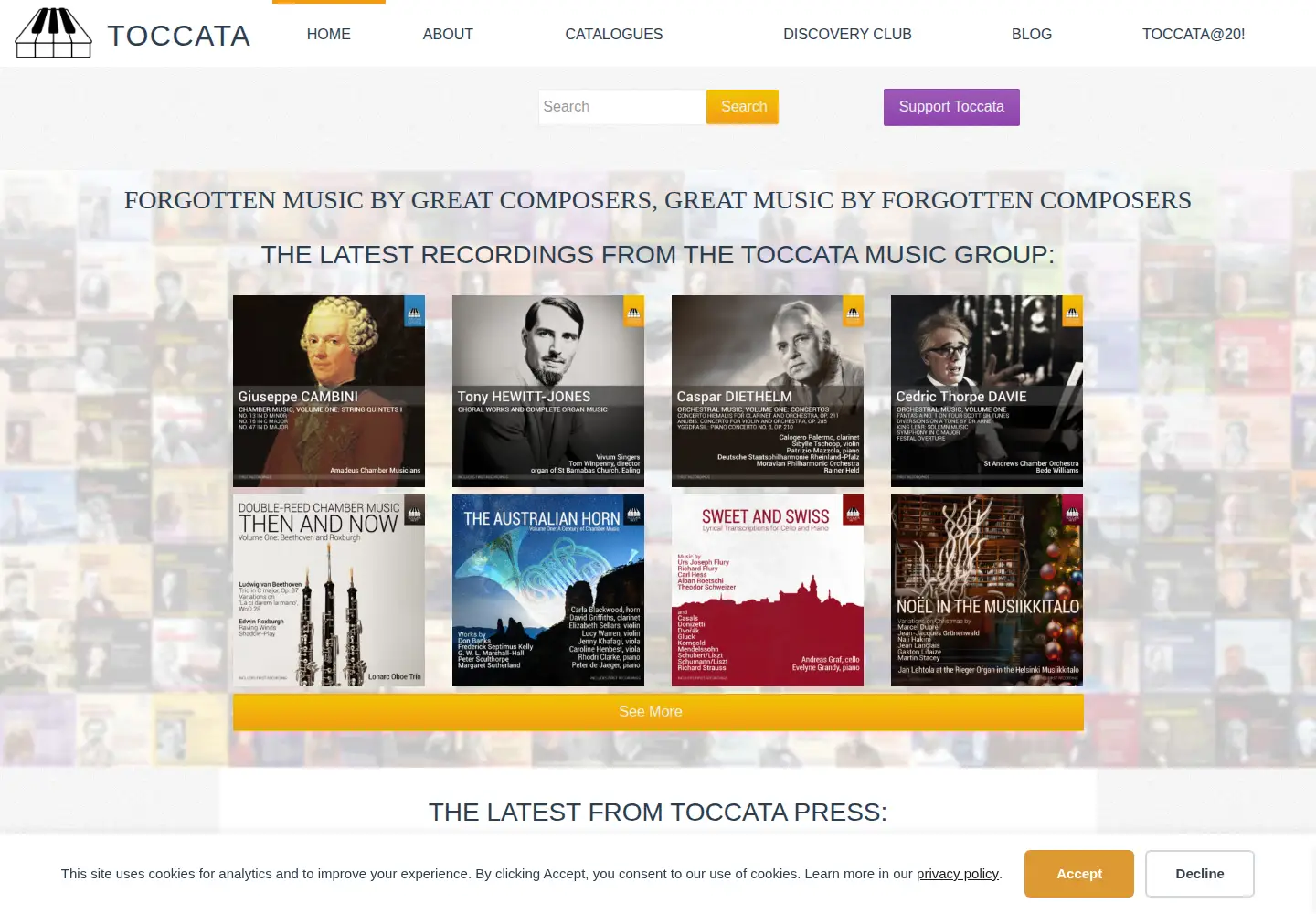 Screenshot of toccataclassics.com