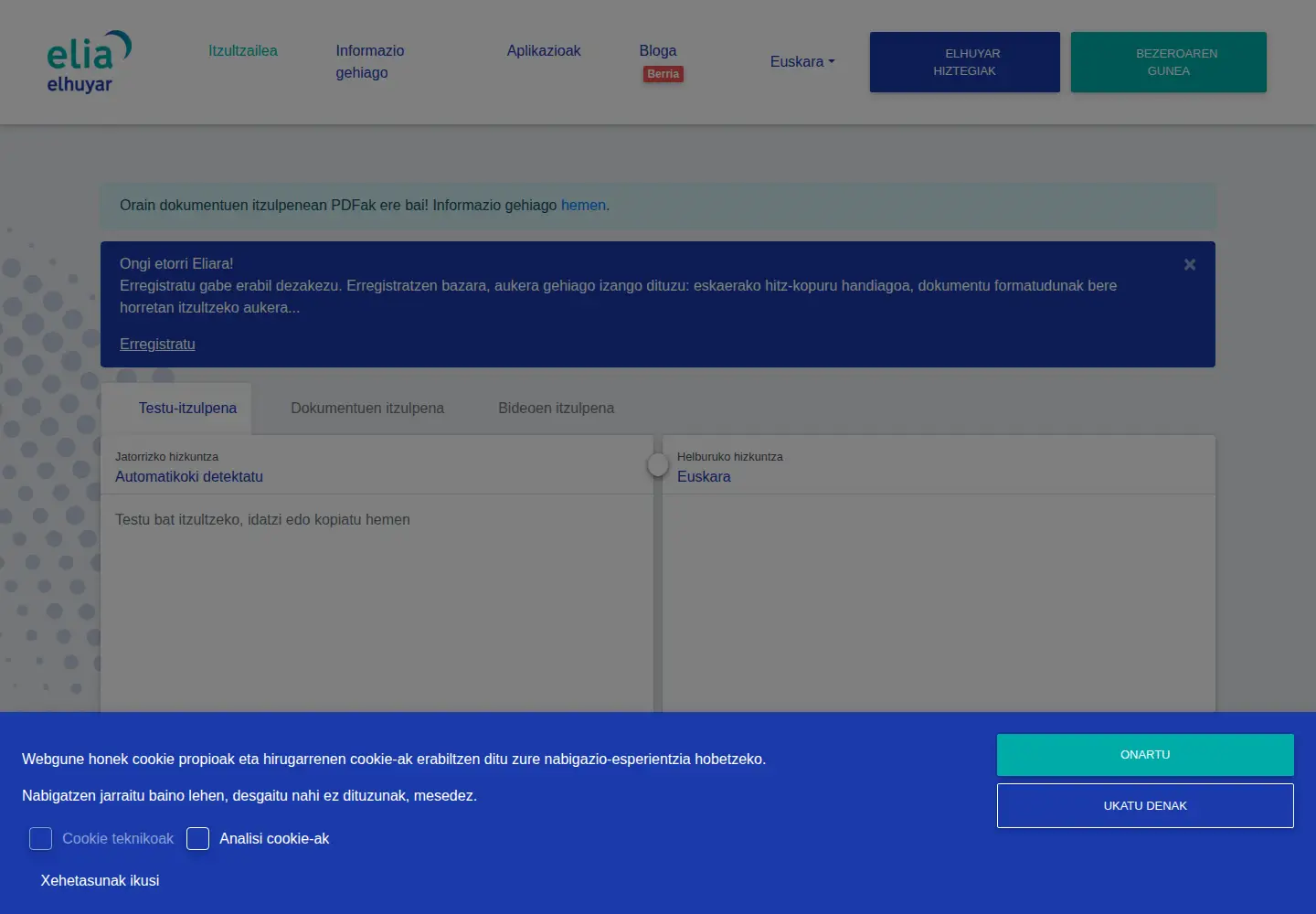 Screenshot of elia.eus