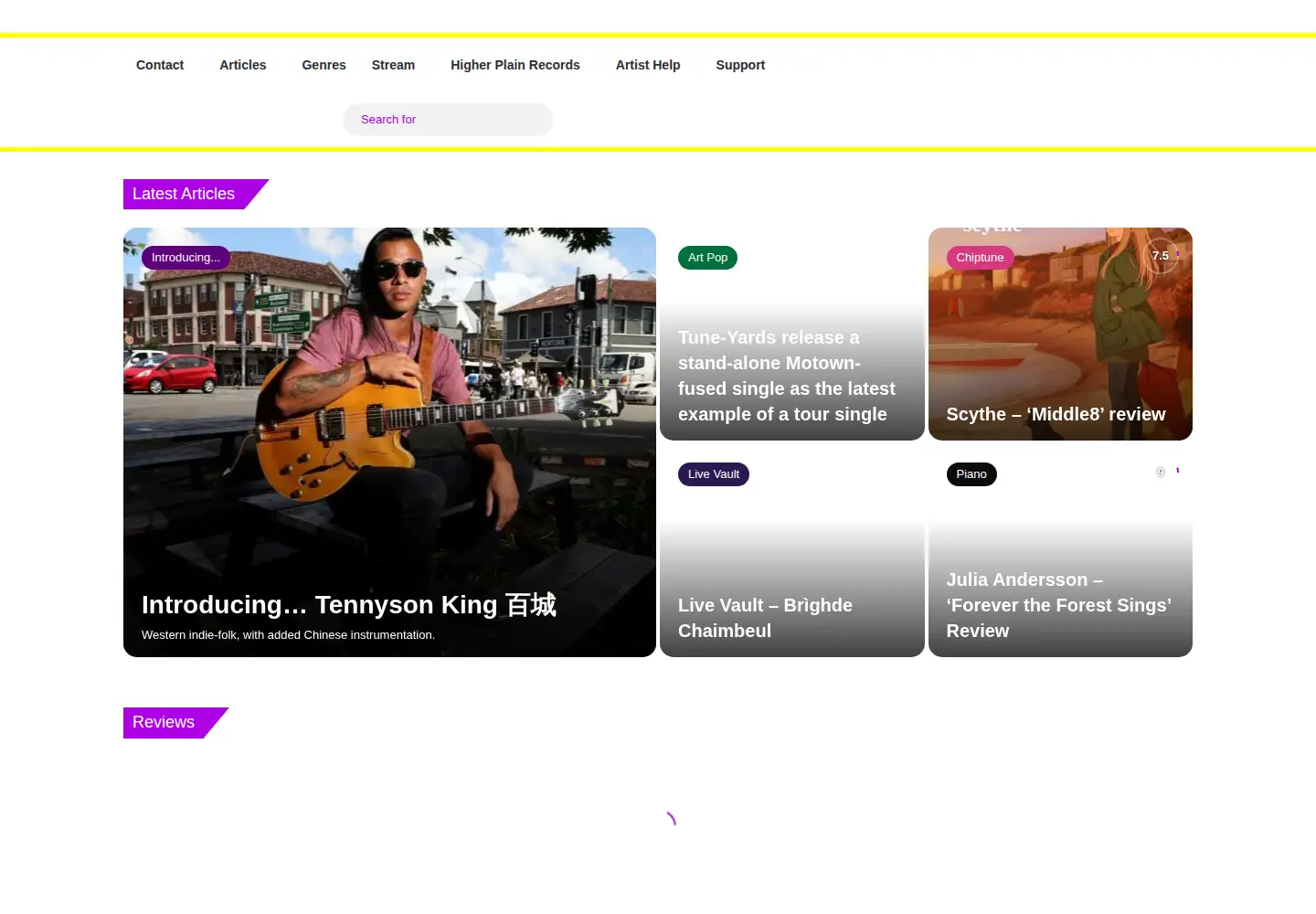 Captured homepage of higherplainmusic.com in the current scan