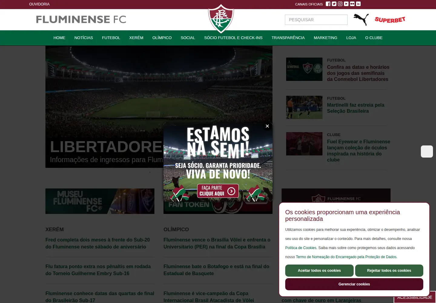 Screenshot of fluminense.com.br