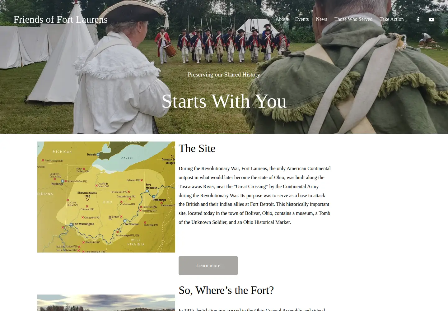 Captured homepage of friendsoffortlaurens.org in the current scan