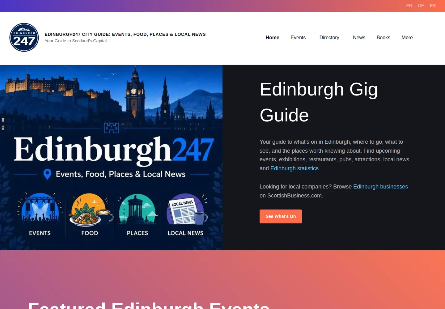 Captured homepage of edinburgh247.com in the current scan