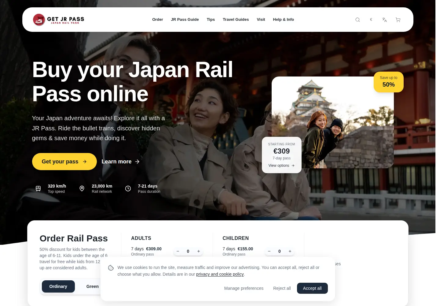 Screenshot of getjrpass.com
