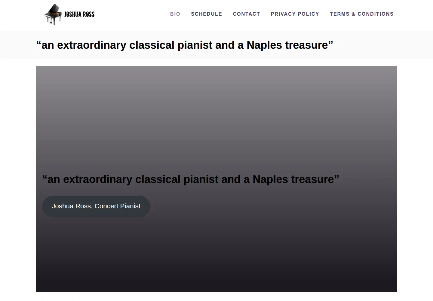 Captured homepage of joshuarosspiano.com in the current scan